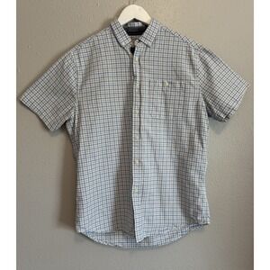Heritage Report Collection Men's Slim Fit Blue Gingham Button Down Shirt Med EUC